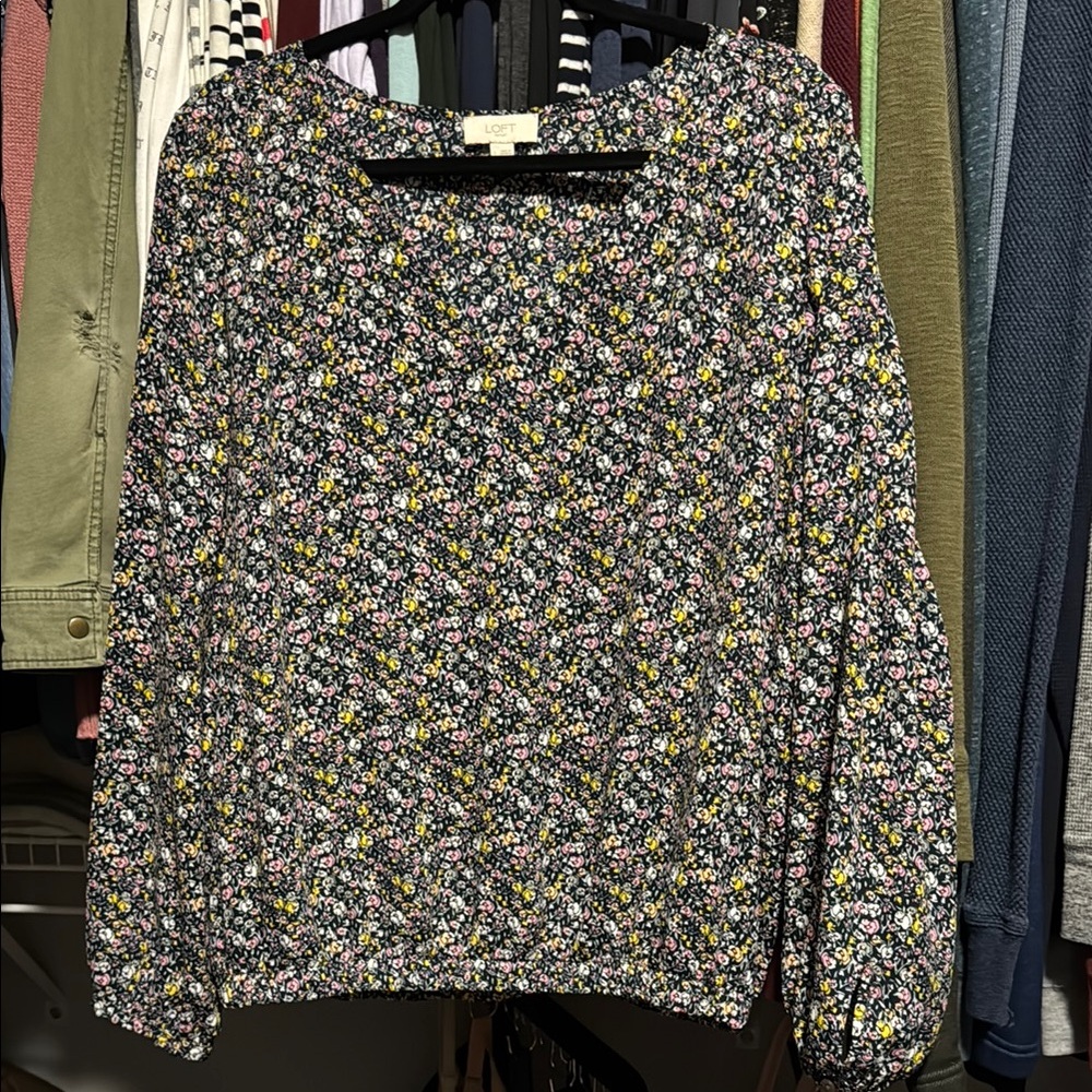 LOFT Multicolor Floral V Neck Top